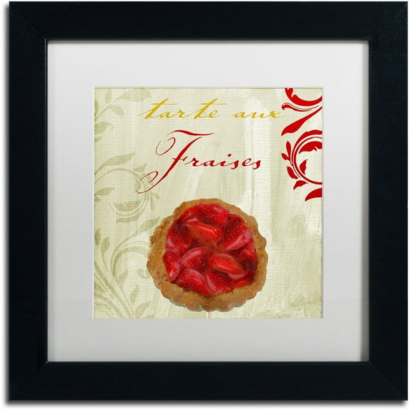Trademark Fine Art "Tartes Francais, Strawberry" Canvas Art by Color Bakery White Matte, Black Frame