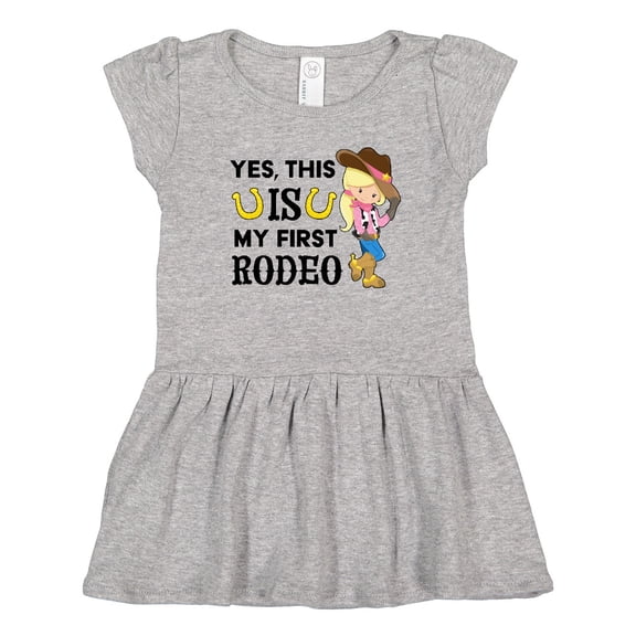 Inktastic Yes, This is My First Rodeo- Cowgirl in Hat and Boots Girls Toddler Dress