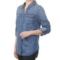 thumbnail image 3 of MixMatchy Women's Casual Daily Long/Roll Up Sleeve Button Down Denim Chambray Shirt (S-3XL), 3 of 6