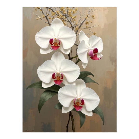 Diamond Art Kit for Adults, Elegant White Orchid Display Diamond Painting for Adults Beginners, DIY Diamond Art Painting Kits, 5D Diamond Painting Crafts for Home Decor 12x16 Frameless