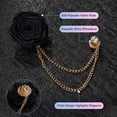 thumbnail image 2 of Pin de broche de flor de rosa Uxcell para hombres, pin de solapa de flor con cadena de borlas doradas para bodas [Negro], 2 of 7
