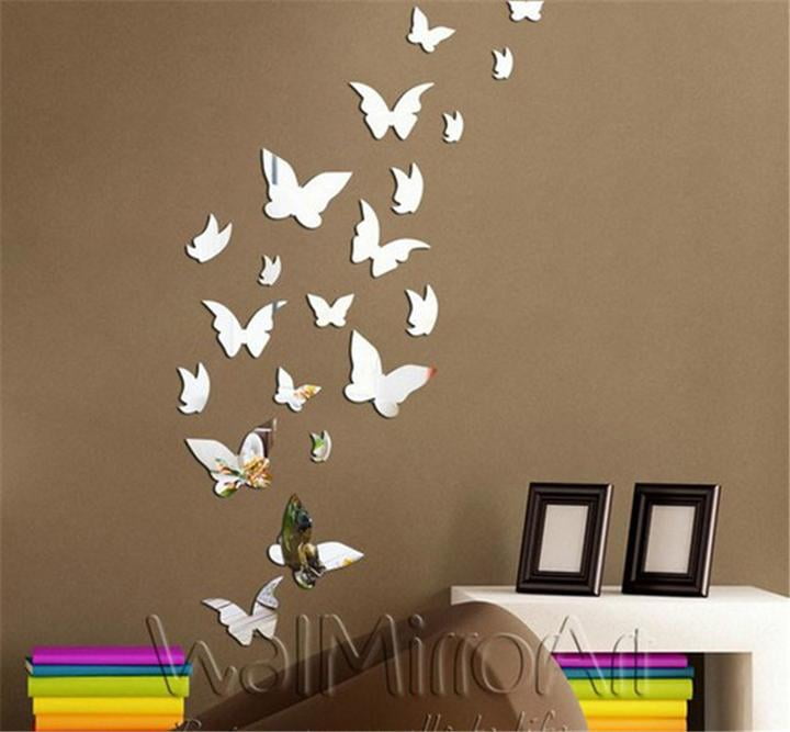 Costyle Acrylic Mirror Wall Stickers Butterfly Paste Decor for Living Room