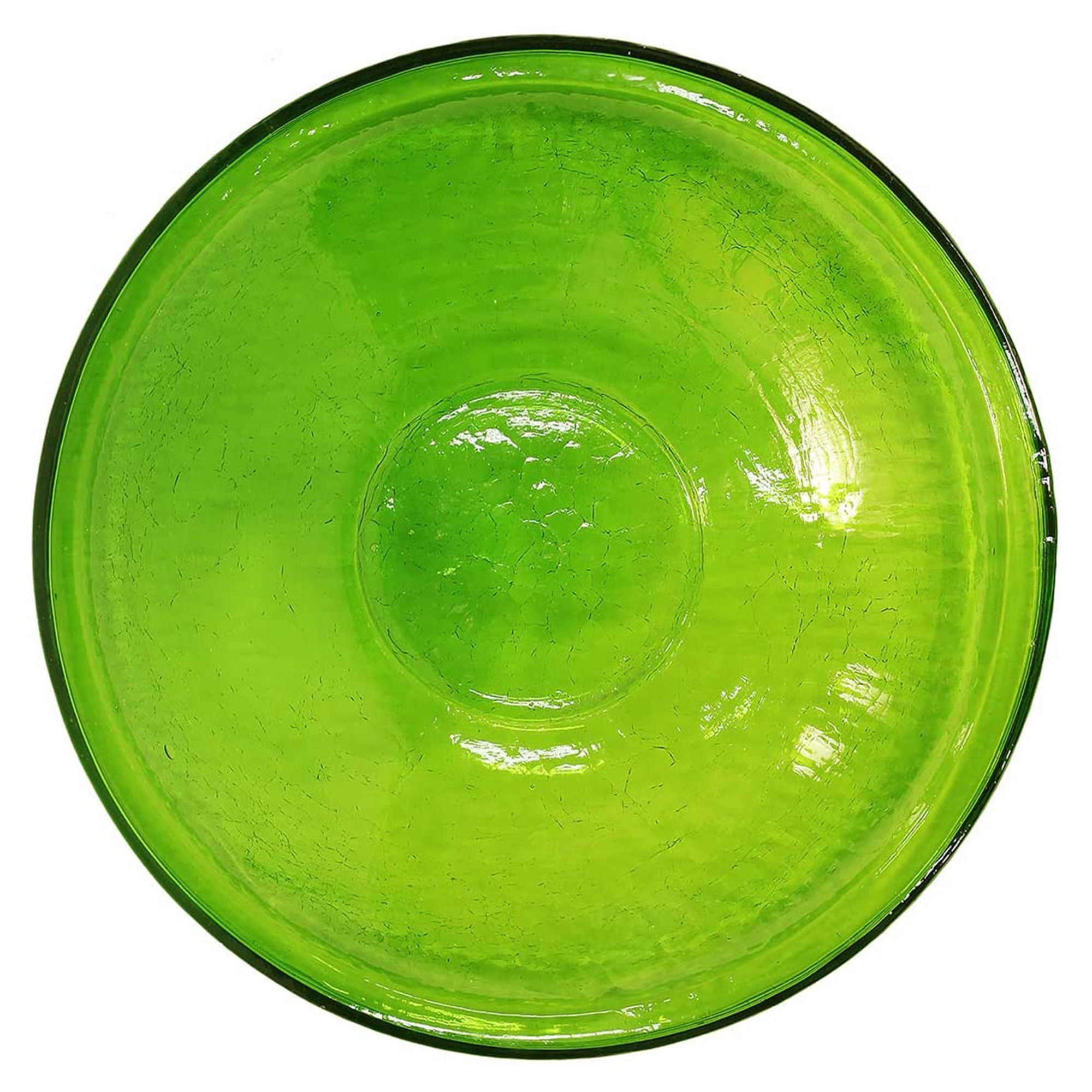 Achla Designs 14 In Crackle Glass Bowl and Birdbath Decoration, Fern Green
