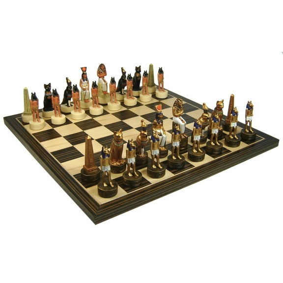 Egyptian Anubis Chess Set W/ Ebony Black Maple 14" Wood Board egypt
