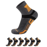 COOPLUS Mens Quarter Socks High Ankle Socks Running Cushioned Socks 6 Pairs