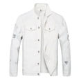 thumbnail image 6 of LZLER Ripped Jean Jacket for Men White Casual Sports Denim Jacket, 6 of 6