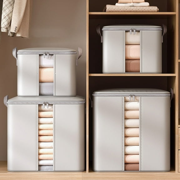 AZXY Storage Containers for Clothes,Blanket Storage Bags,Closet Organizer Bins,Foldable Large Blanket Container for Living Room with Lids Handle Clearance