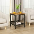 thumbnail image 5 of Stmoze 3 Pieces Living Room Table Set, Industrial Coffee Table with 2 Square End Side Tables, Coffee Table Set with Metal Frame for Apartment Home Office, Rustic Brown, 5 of 8