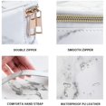 thumbnail image 4 of Bolsa de cosméticos de 3 piezas, bolsa de cosméticos de viaje portátil, bolsa de almacenamiento impermeable, bolsa de cosméticos de mármol con cremallera dorada multifuncional para mujer, 4 of 8
