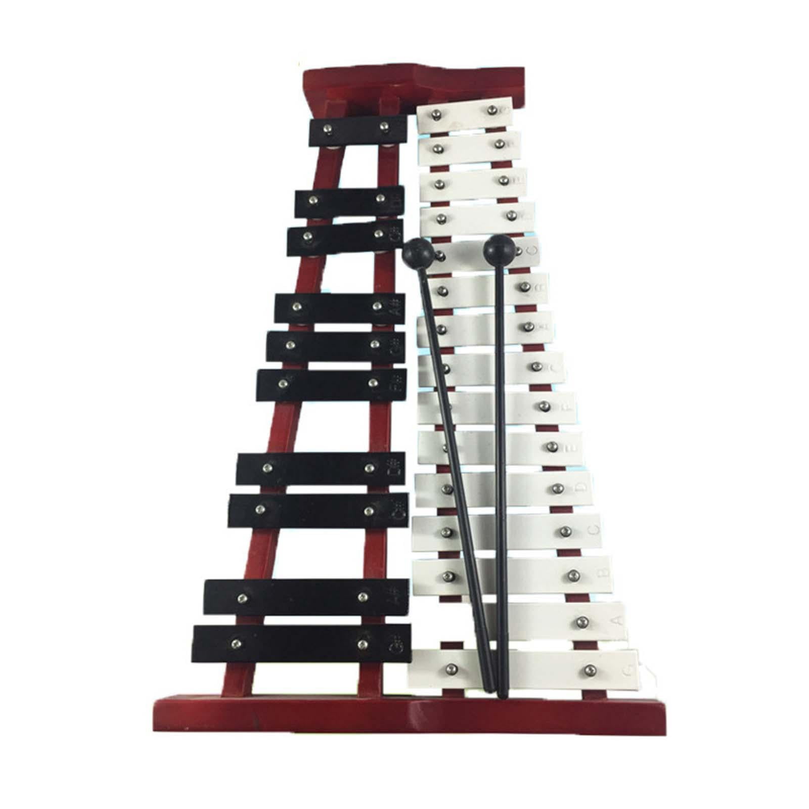 LeeQinersw 25 Note Glockenspiel Xylophone Wooden Frame for Beginners Craftsmanship Portable