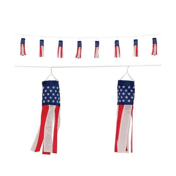 In The Breeze 5013 — Stars and Stripes String of 18-inch Windsocks — Babysoc String — Patriotic Decor