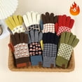 thumbnail image 6 of Women Girls Winter Warm Knitted Gloves Full Fingers Anti Slip Glove Fleece Lined Mittens with Touch Screen for Cold Weather, Navy Blue, 6 of 7