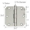 thumbnail image 2 of Design House 6-Pack 3.5" H x .625" Radius Butterfly Interior/Exterior Door Hinges, Satin Nickel, 2 of 14