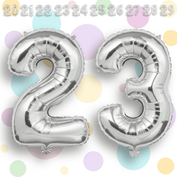 Silver 23/32 Number Mylar Balloon 32" - Self-Seal Helium or Air Inflation Foil Balloons for 23rd/32nd Birthday Party, Anniversary, Graduation Decor