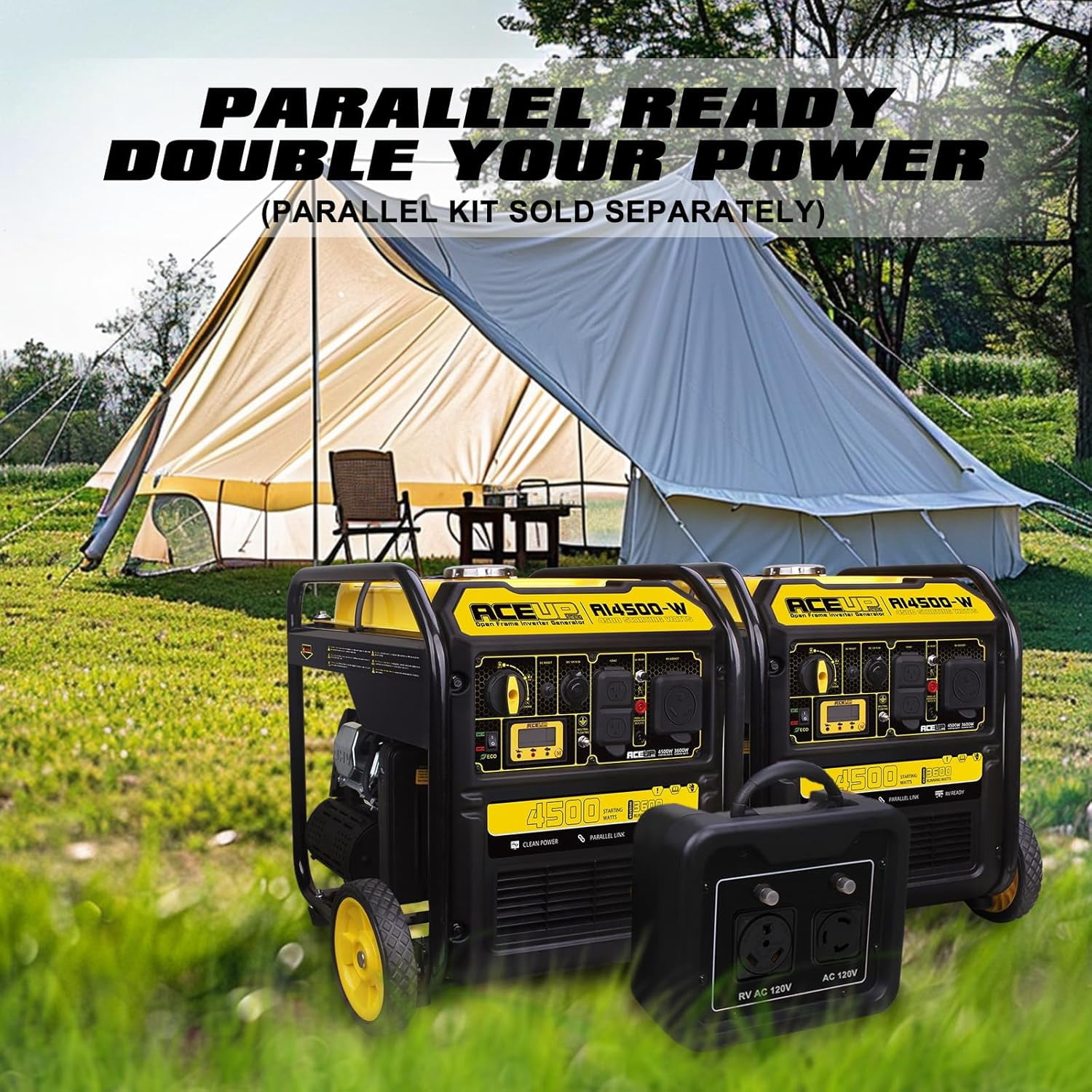 Aceup Energy 4500 Watt Open Frame Gasoline Inverter Generator with Wheels, Gas Generator 4000W RV-Ready, EPA Compliant