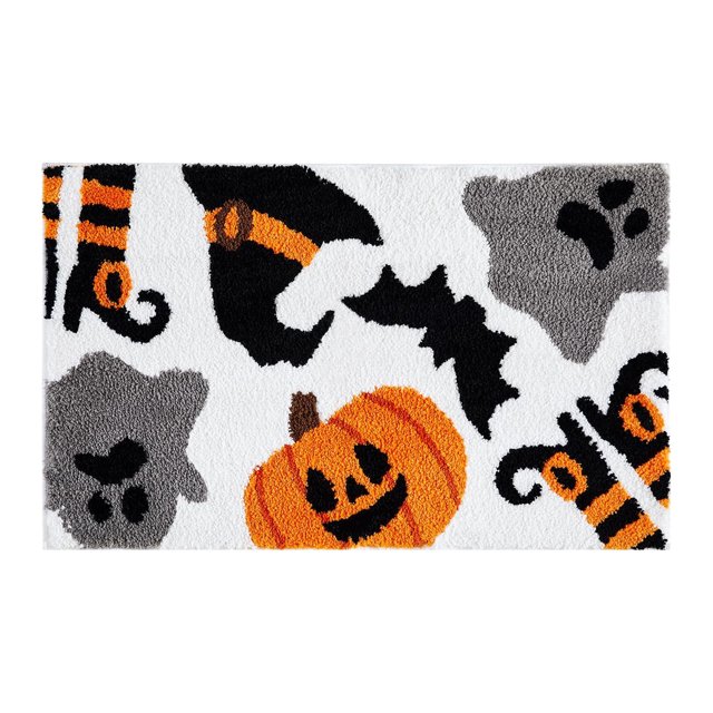 Fall Welcome Mat: Non-Slip Halloween Pumpkin Design, Decorative Indoor/Outdoor Floor Mat