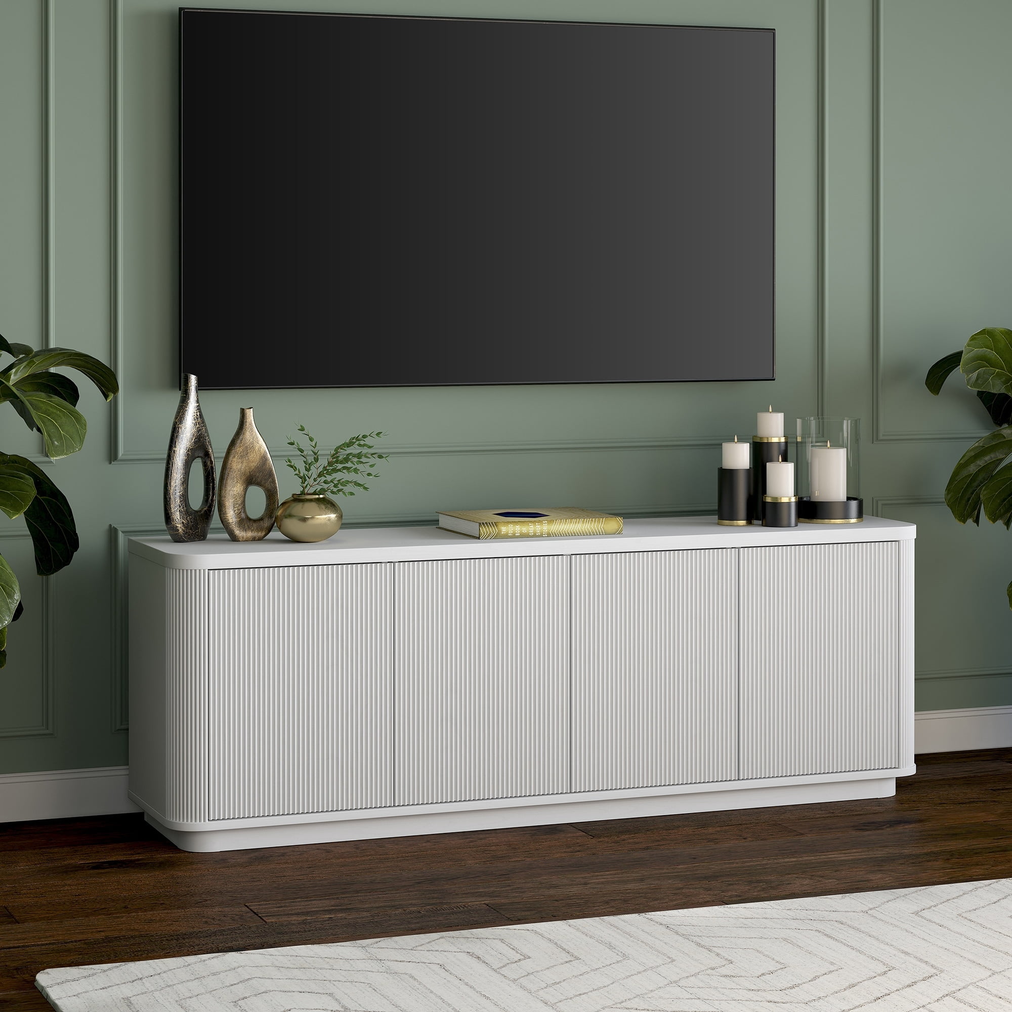 Heath & Cliff Easton Rectangular TV Stand for TV's up to 75" - 68" Wide White