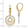thumbnail image 4 of 14K Two-Tone Jbsp's Polished Textured Leverback Dangle Earrings (35 X 16.75) Made In Italy le2123, 4 of 5