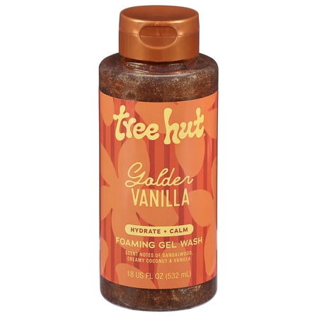 Tree Hut Golden Vanilla Foaming Gel Body Wash – Hydrating Cleanser with Moisturizing Oils – 18 fl oz