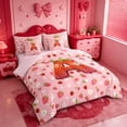 thumbnail image 2 of meiyoeat Strawberry Floral Monogram A 7-Piece Twin Bedding,3D Cartoon Cute Fruit Bedding Comforter Set For Girl,Pink Reversible, 2 of 7