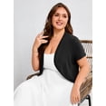 thumbnail image 7 of SHOWMALL Women's Plus Short Sleeve Bolero Shrug for Dresses Cropped Cardigan Open Front Summer Shoulder Cover Up Black 5X, 7 of 7