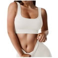 thumbnail image 5 of Cathalem Tank Tops for Women Built In Bra Ribbed Knit Casual Fitted Basic Shirts,White S, 5 of 5
