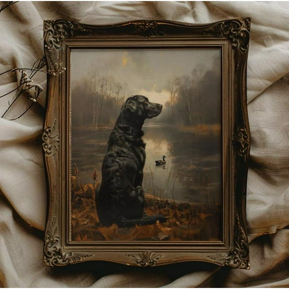 Black Labrador Retriever Black Lab Wall Art For Cabin Decor Duck Hunting Wall Art Dog Dad Duck Hunter Gift Dad, 8x12 UNFRAMED