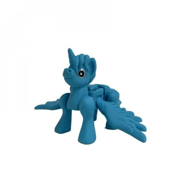 3D Printed Flying Blue Unicorn Figurine
