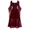 thumbnail image 2 of MuXiKeJi Clothes Womens Witch Dress Halloween Mesh Lace High Low Gown Lace Up Big Swing Maxi | Gothic Vampire for Party Stage Cosplay Evening 6 Colors S-XXL, 2 of 5