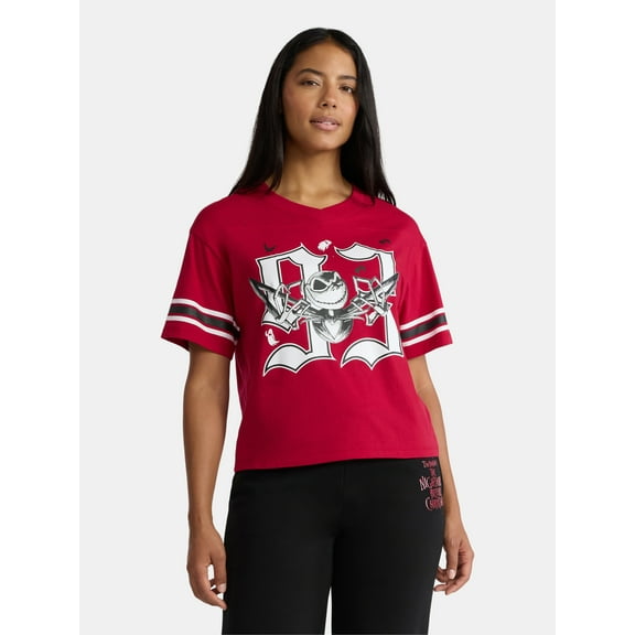 Nightmare Before Christmas Women's Graphic Jersey Tee with Short Sleeves, Sizes XXS-XXL