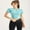 Blue, variant on ‌Women Workout Short Sleeve Zip Tight Crop Top Sumemr Running Yoga T-Shirt Athletic Apparel‌