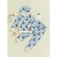 thumbnail image 2 of Bslissey Little Boys Pants Set 2T 3T 4T 5T 6T Rugby Print Long Sleeve Hooded Hoodies and Elastic Waist Long Pants 2Pcs Outfits Toddler Kids Casual Daily Clothes, 2 of 8
