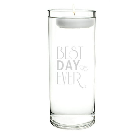 Best Day Ever Floating Unity Candle, Sold in a set of one (1) glass vase and one (1) wax floating candle By Cathy's