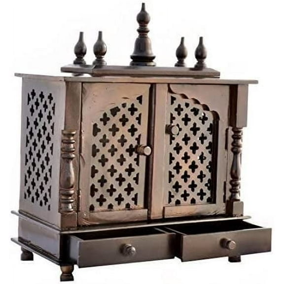 Mereappne Wooden Pooja Mandir Indian Hindu Decorations Puja God Temple CabinetBhagwan Stand Mandapam Wall Hanging Decor for Home