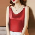 thumbnail image 6 of Mohiass Womens Silk Satin Camisole Tank Tops V Neck Spaghetti Strap Blouses Sleeveless Cami Shirt Red XL, 6 of 6