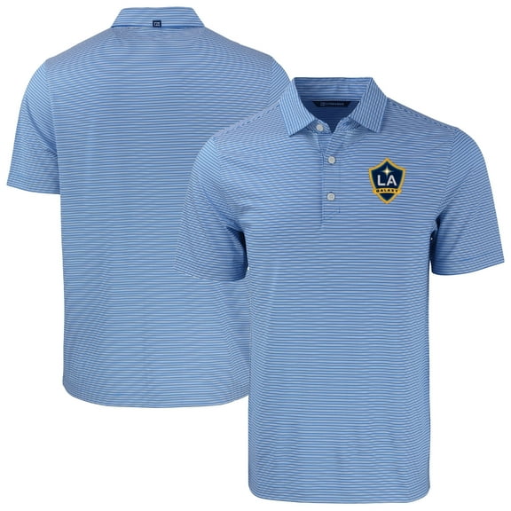Men's Cutter & Buck Blue/White LA Galaxy Forge Eco Double Stripe Stretch Recycled Tri-Blend Polo