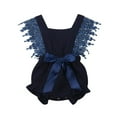 thumbnail image 1 of Infant New Born Girls Pure Romper with Ruffled Sleeves Big Bow, 1 of 9