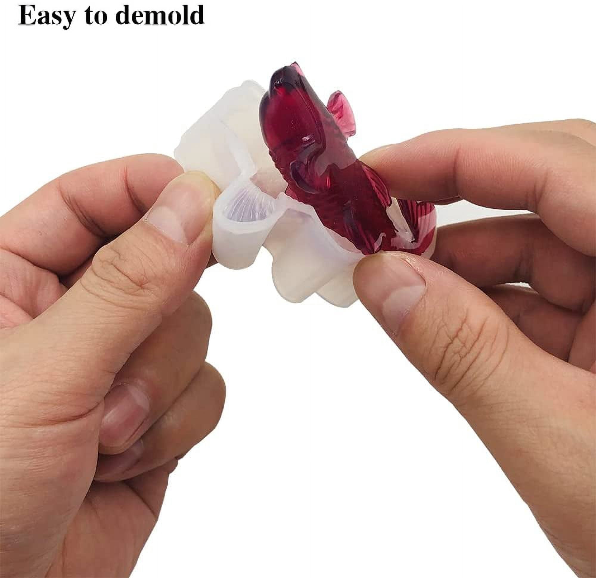 4pcs Koi Fish Silicone Resin Mold, DaKuan Carp Goldfish Decoration Epoxy Mold for DIY Making Decoration Bonsai Keychain Pendants