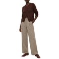 thumbnail image 3 of Women Crew Neck Drop Shoulder Button Down Cropped Knit Cardigan Chestnut Color XXL, 3 of 8