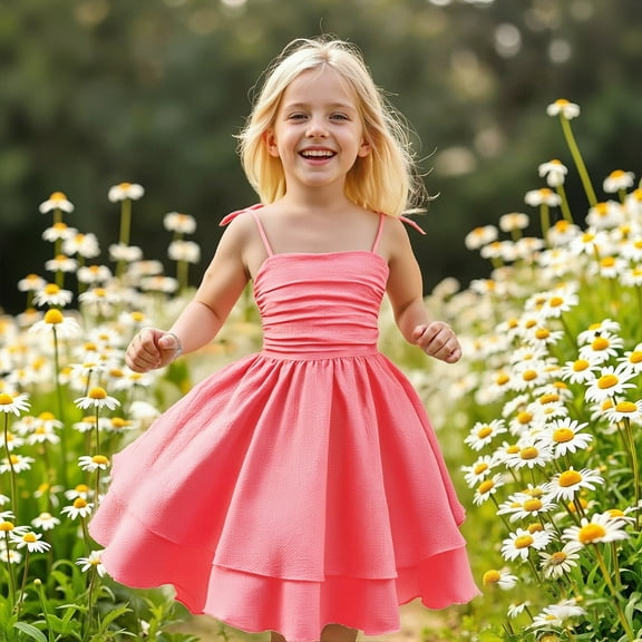 Red Dresses for Girls Spaghetti Strap Tulle Dress Toddler Girls Flower Girl Dress Hallowmas Dresses for Girls 8 Years