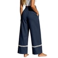 thumbnail image 4 of hlysgo Women's Casual High Waist Pants Tassel Drawstring Lace Trim Wide Leg Palazzo Pant Flowy Boho Casual Trousers with Pockets Navy,M, 4 of 4