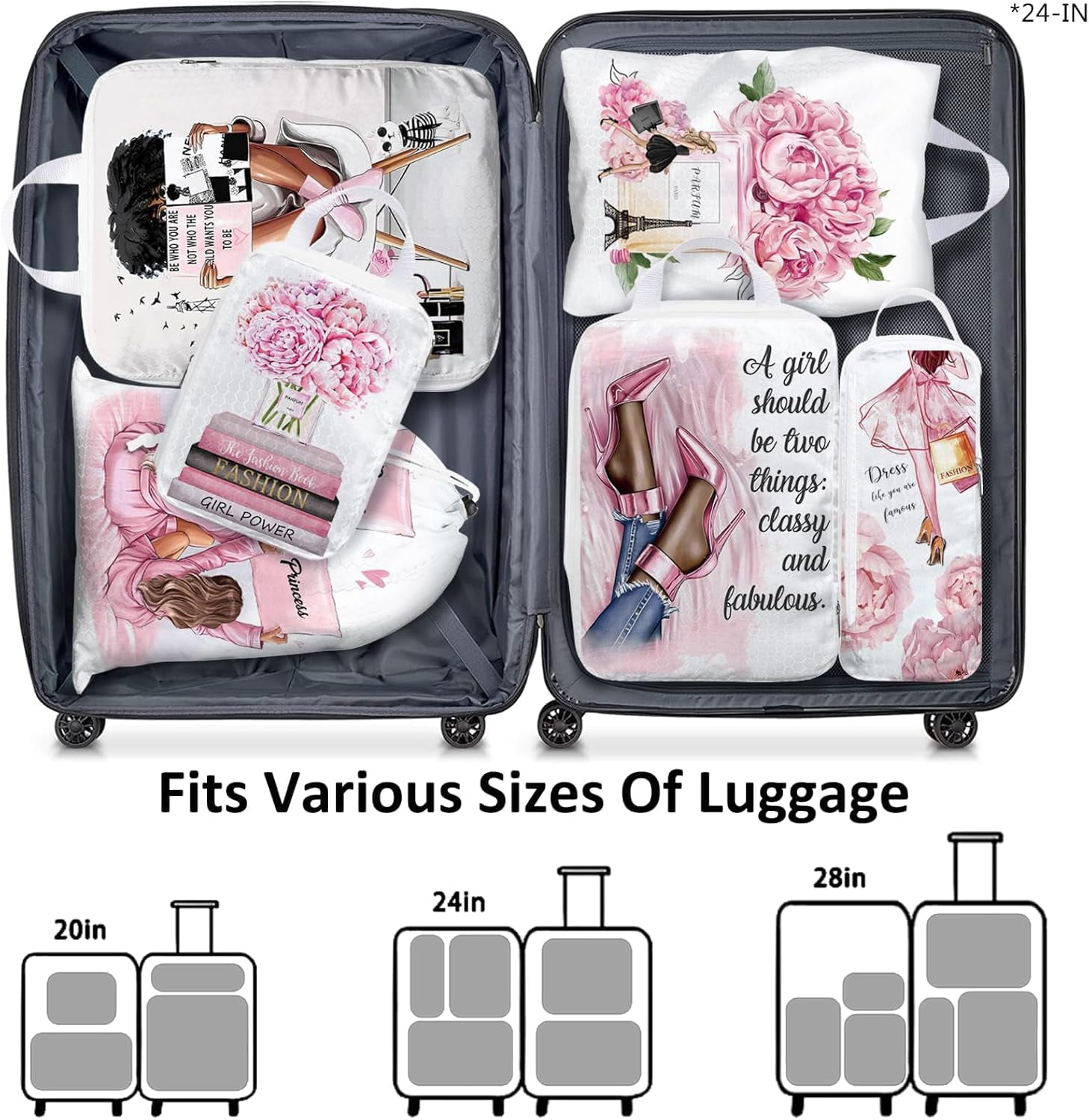 6 Set Compression Packing Cubes Compressed Storage Bags for Carry on Suitcases Packaging Luggage Bags Organizers for Travel
