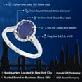 thumbnail image 2 of Gem Stone King 2.14 Ct Oval Blue Lapis White Diamond 10K White Gold Ring, 2 of 5