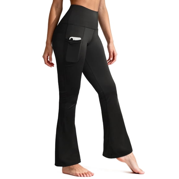 XXXFLOWER Black Flare Pants, High-Waist Tummy Control with Pockets, Soft Casual Wear, Size S