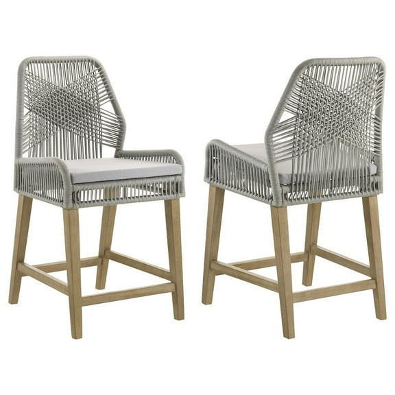Nakia Woven Rope Back Counter Height Stools (Set of 2)