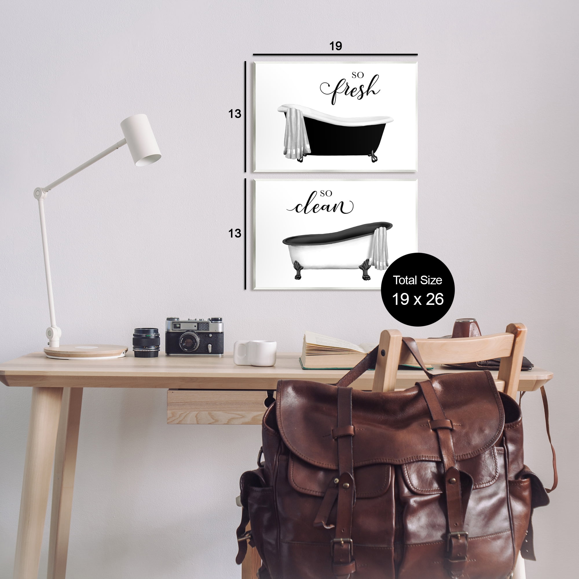 Stupell Industries So Fresh & Clean Bathtubs Typography Painting Unframed Art Print Wall Art, Set of 2