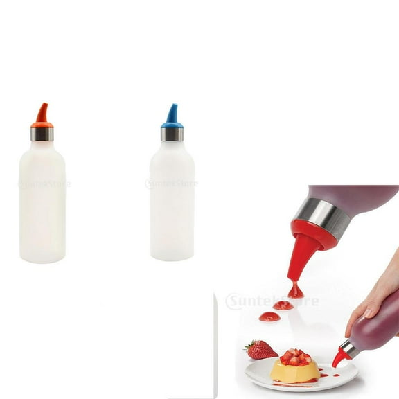 2pcs Bottle Refillable - Large Dispenser For Thick Condiments, Sauces, Batter And - Self Sealing And