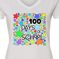thumbnail image 4 of Inktastic 100 Days of School Colorful Stars Women's V-Neck T-Shirt, 4 of 5