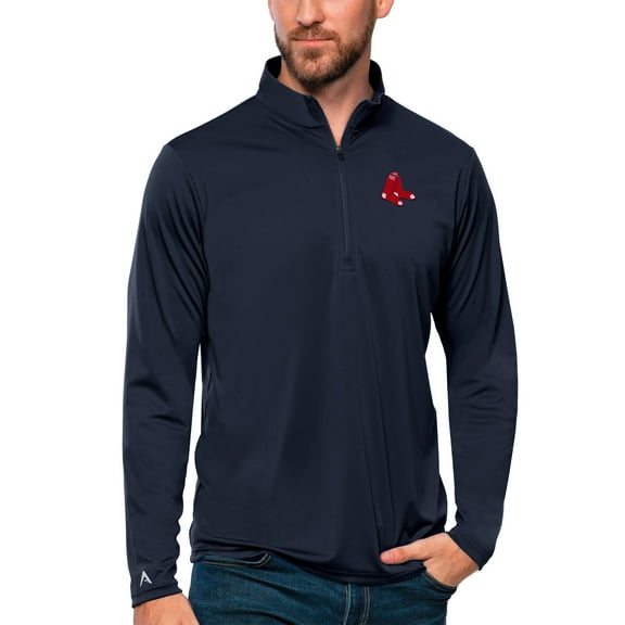 Men's Antigua Navy Boston Red Sox Tribute Quarter-Zip Pullover Top