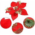 thumbnail image 3 of 24pcs Christmas Sparkling Poinsettia Flowers Artificial Christmas Flowers Wedding Christmas Tree New Year Ornaments (Red), 3 of 4